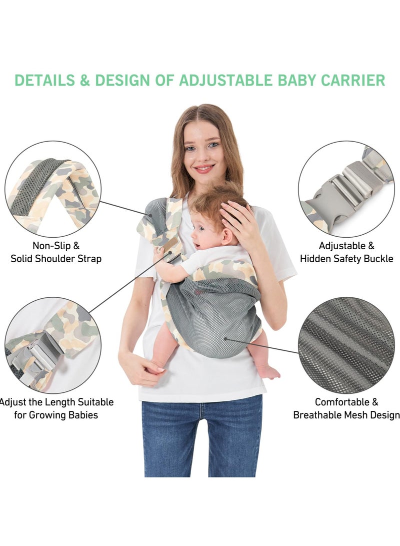 Adjustable One Shoulder Baby Carrier, Lightweight Breathable Mesh, Portable Hip Sling for Infants to Toddlers 6 to 40 lbs, Ideal for Newborn Girls and Boys