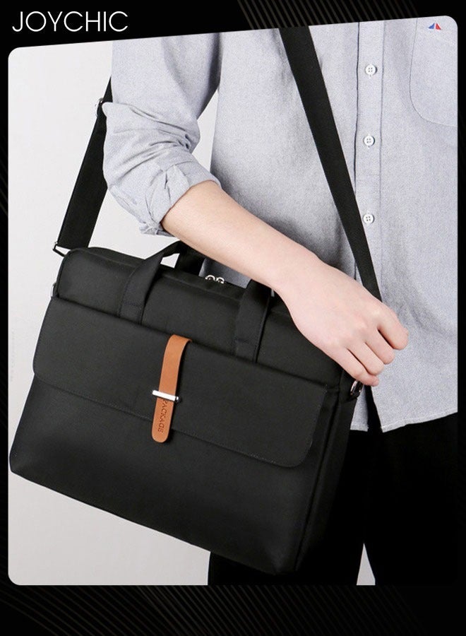 13.3 inch Brief Bussiness Office Laptop Bag Large Capacity Briefcase Shoulder Bag Messenger Bag Computer and Tablet Carrying Case for Men Work School Travel Black