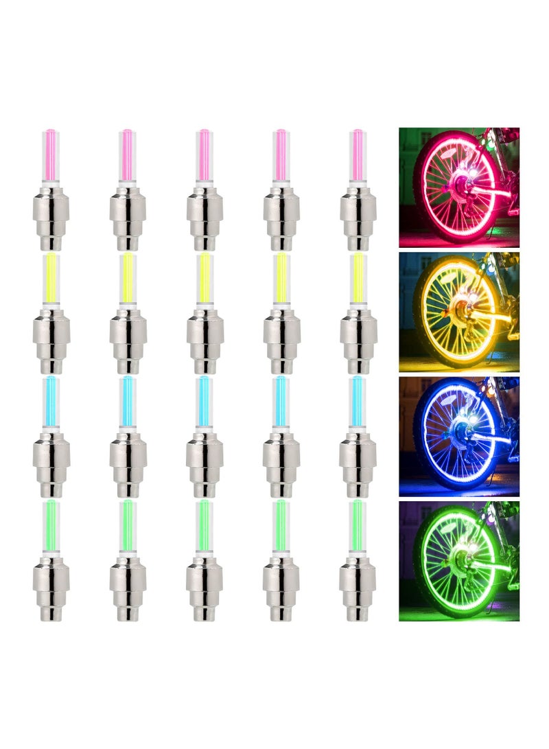 LED Bike Car Bicycle Motorcycle Wheel Light, Tyre Valve Cap Light Waterproof for Mountain City Foldable Bike Front and Rear Wheel (20 PCS)