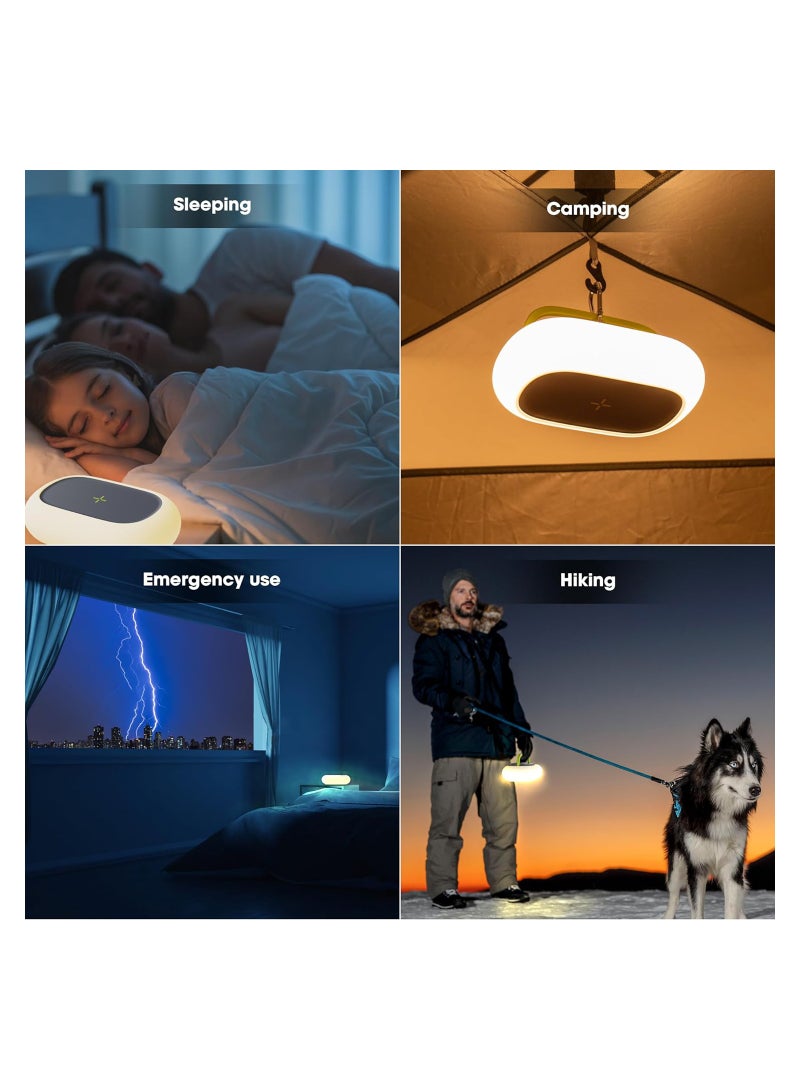 Camping Night Light with Wireless Charging Camping Lamp 5 Light Modes Light for Tent Mini Tent Light for Camping Hurricane Power Outages Hiking Home