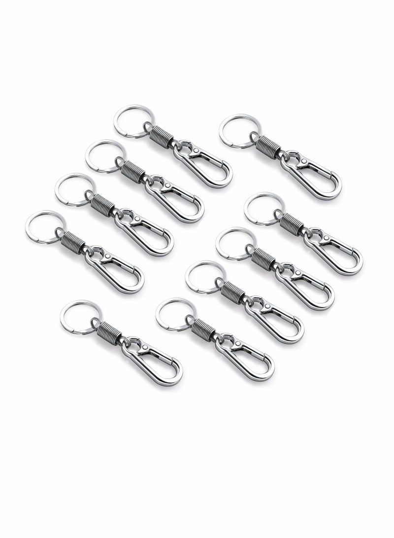 10 Pieces Carabiner Keychain with Spring Heavy Duty Zinc Alloy Key Chain Car Key Holder Keyring Carabiner Ring Quick Release Key Chain for Backpack