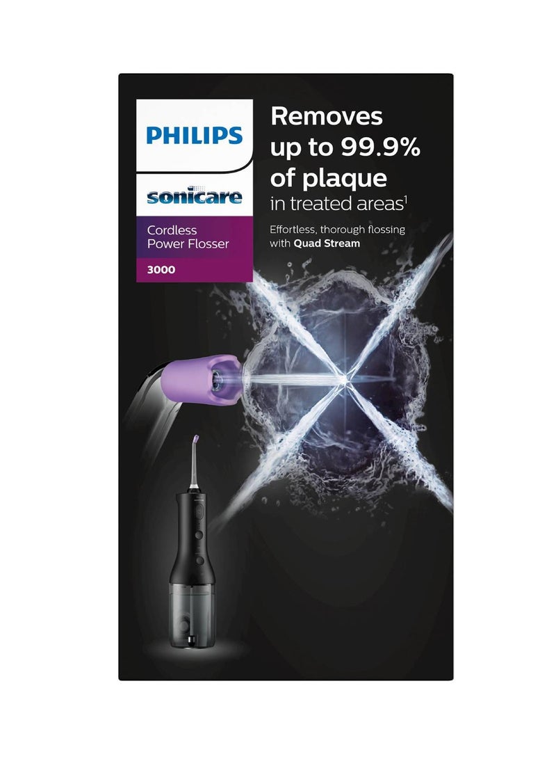 Philips Sonicare Cordless Power Flosser 3000,Black, HX3826/33 Certified UAE 3 Pin