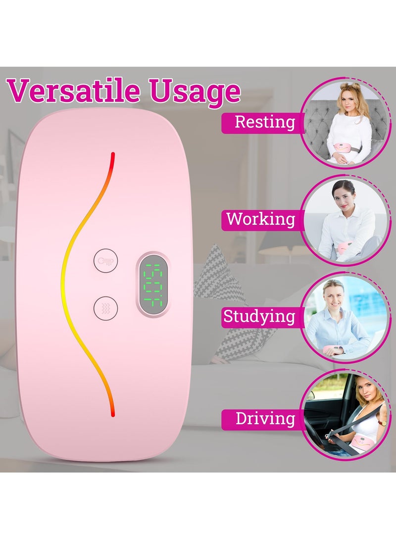 Menstrual Heating Pad Cordless, Fast Heating with 3 Heat Levels, 3 Massage Modes, Relief for Back Pain, Ideal Gift for Women and Girls