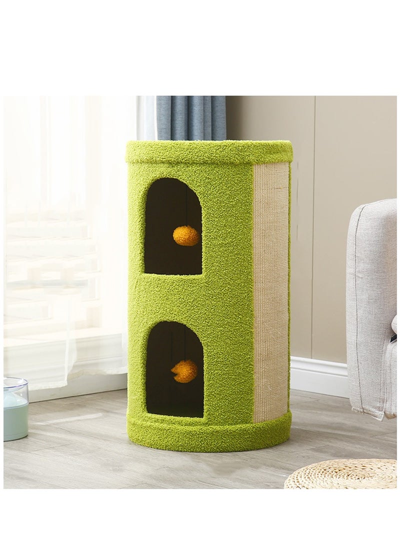 Cat House 2-in-1 Large Cats Cave Kitten Bed with Cube Cat Scratching Pad Collapsible Pet Hideaway Playground Kitten Tunnel Sleeping Cot Condo Furniture Baby Cat Stool Play Center
