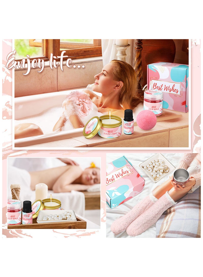 Gift Set for Women, 11 Piece Scented Candle and Relaxation Spa Gift Set, Mother's Day Women's Day Gifts, Women Gifts for Colleagues Teachers Nurses, Unique Gift Ideas for Women