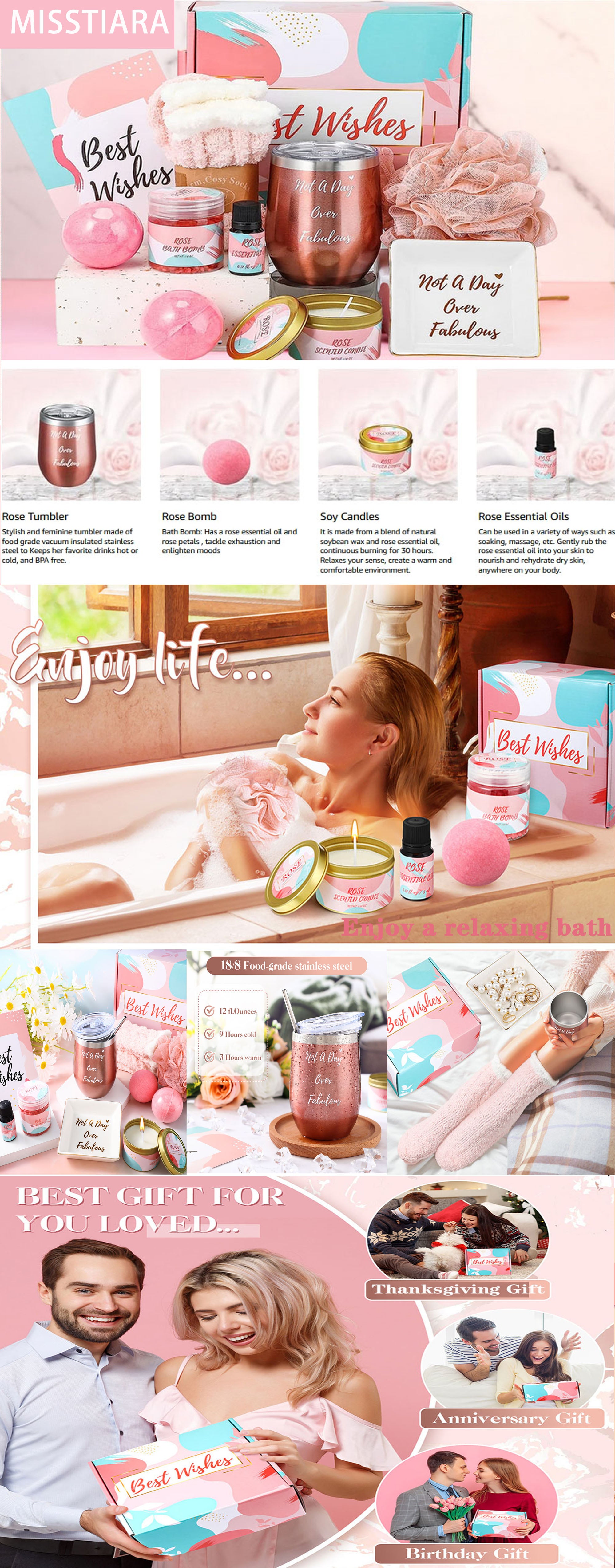 Gift Set for Women, 11 Piece Scented Candle and Relaxation Spa Gift Set, Mother's Day Women's Day Gifts, Women Gifts for Colleagues Teachers Nurses, Unique Gift Ideas for Women