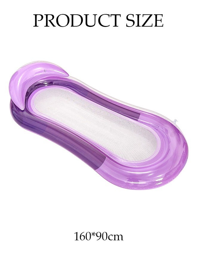 Inflatable Pool Float Lounger Raft for Adults and Kids, 160*90CM Floating Mat Inflatable Contour Lounger with Headrest Ultra-Comfort Cooling Pool Raft Floaty Toys