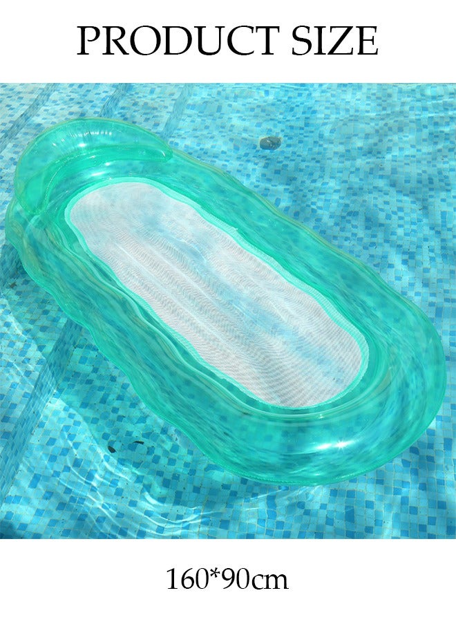 Inflatable Pool Float Lounger Raft for Adults and Kids, 160*90CM Floating Mat Inflatable Contour Lounger with Headrest Ultra-Comfort Cooling Pool Raft Floaty Toys