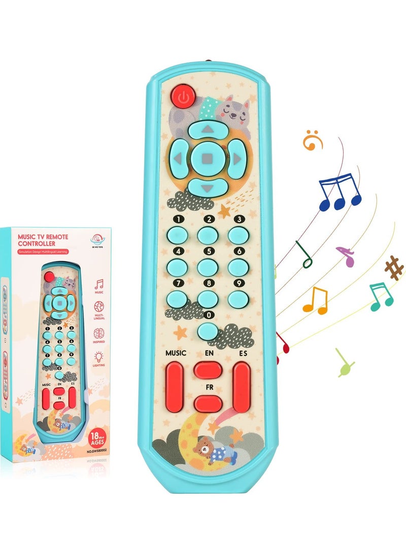 SimulationToy Remote Control, Baby TV Remote Control Toys Educational Toys, Baby Remote Control Toy Learning Musical Sensory Toy for Toddler 6-18 Months 1-3 Year Old Boys Girls, Blue Color