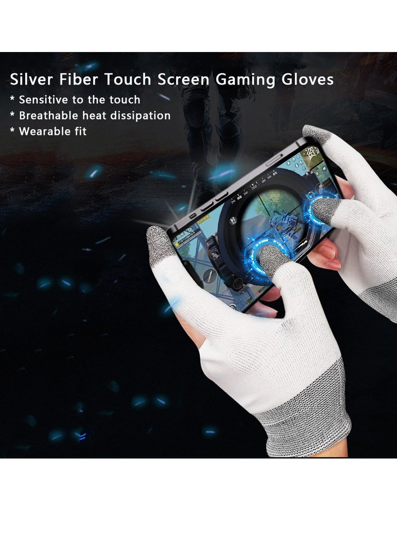 E-Sports Gaming Gloves, Gaming Finger Sleeves, Anti-Sweat Breathable, Thumb Sleeves for Highly Sensitive Nano-Silver Fiber Material + Nylon, for Touch Screen for PUBG Mobile Phone Games Accessories