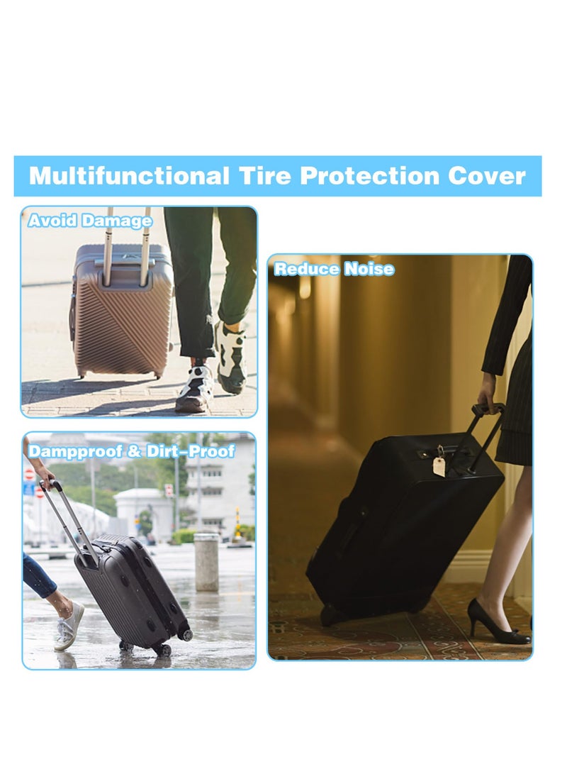 Luggage Wheel Covers, 8 Pcs Travel Suitcase Wheel Cover, Silicone Luggage Cover Protector Suitcase Wheel Covers, Silent Luggage Compartment Wheel Cover, for Suitcase (Black)