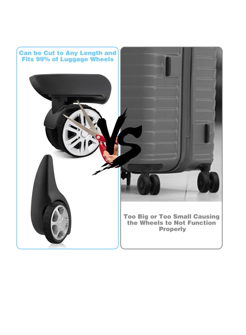 Luggage Wheel Covers, 8 Pcs Travel Suitcase Wheel Cover, Silicone Luggage Cover Protector Suitcase Wheel Covers, Silent Luggage Compartment Wheel Cover, for Suitcase (Black)