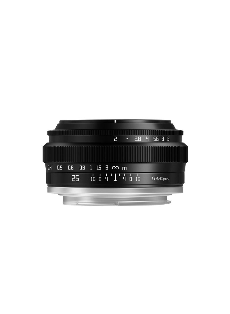 25mm F2 Wide-Angle APS-C Camera Lens, Large Aperture Manual Camera Lens Fixed Focus Compatible with Fuji X-Mount Cameras X-A2 X-A2 X-A3 X-A5 X-A7 X-H1 XT1 X-T2 X-T3 X-T20 X-T30 X-T100 X-T200 X-PRO1