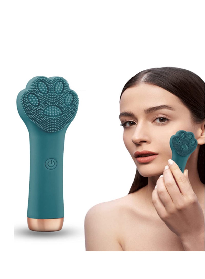 Smart Silicone Facial Cleanser, Anti-Aging Face Massager Waterproof Skincare Device Vibration Technology Cleanser Pore and Blackhead Remover for Lift Firm and Tone Skin (Color : Green)
