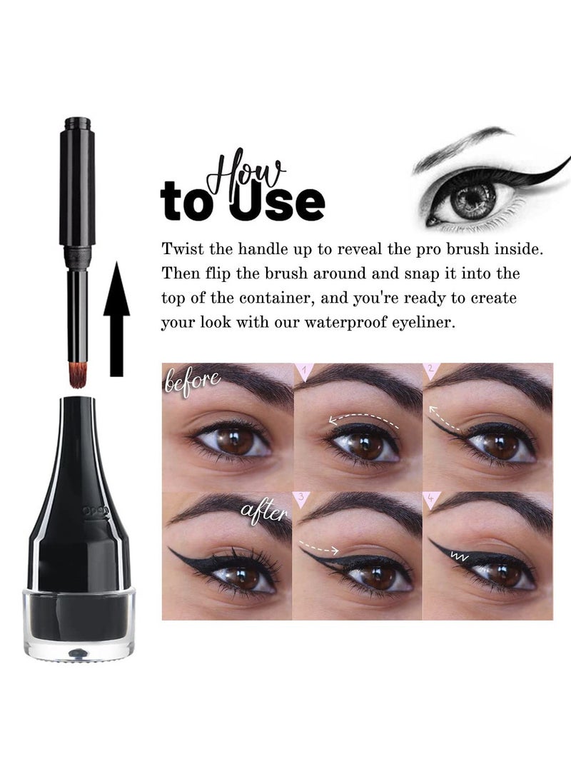 White Eyeliner Gel with Brush, Smooth Cream Matte Finish, Long Lasting, Waterproof and Smudge Proof, High Pigment Eyeliner for Bold Eye Makeup