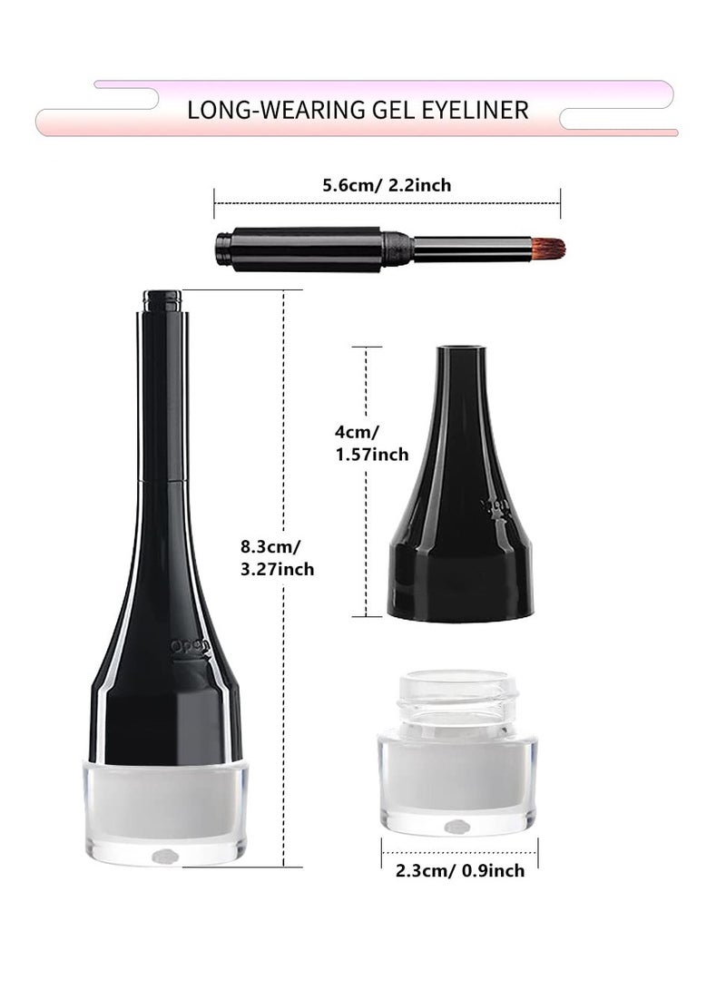 White Eyeliner Gel with Brush, Smooth Cream Matte Finish, Long Lasting, Waterproof and Smudge Proof, High Pigment Eyeliner for Bold Eye Makeup