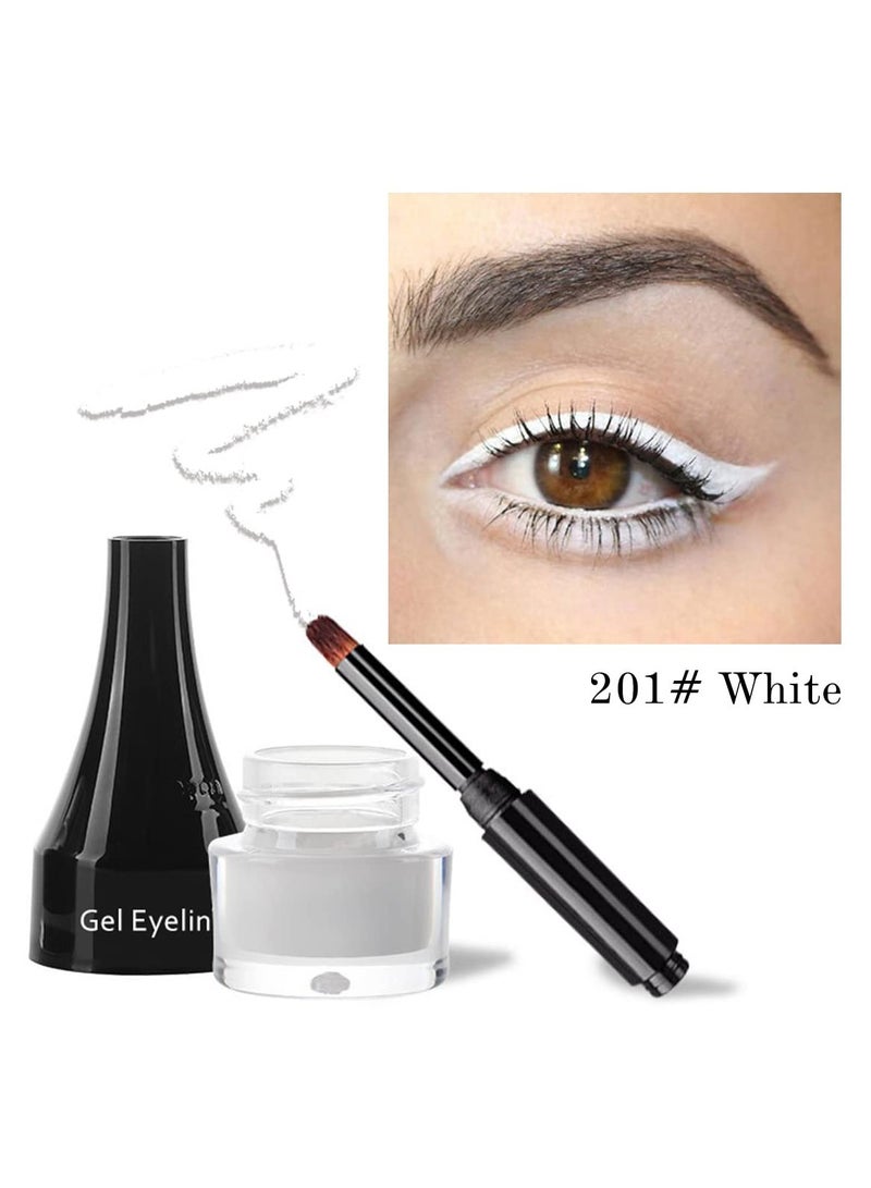 White Eyeliner Gel with Brush, Smooth Cream Matte Finish, Long Lasting, Waterproof and Smudge Proof, High Pigment Eyeliner for Bold Eye Makeup