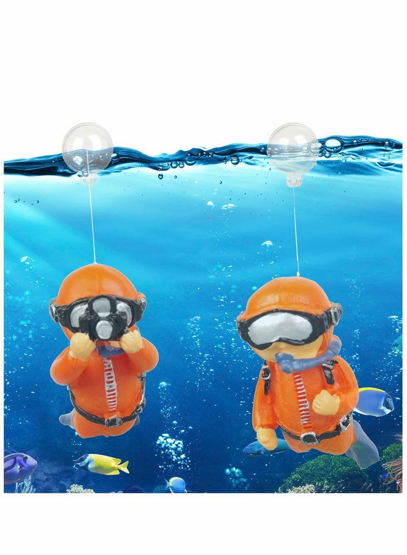 Floating Fish Tank Decorations，Aquarium Decorations, Lovely Diver Device Accessories，Suitable for All Kinds of Tanks（2 Pack）