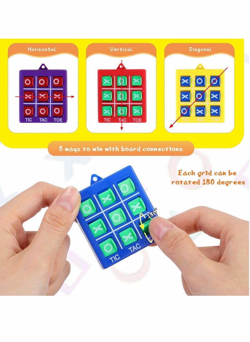 Tic Tac Toe Game Toy, Classic Mini Checkerboard Educational Family Game Toy Set with Keychain, Portable Casual Tabletop Games for Adults and Kids, Party Classroom Games (4 Pcs)