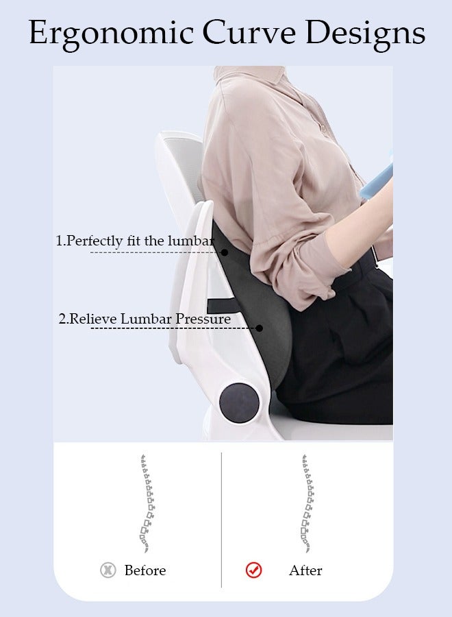 Adjustable Lumbar Support Pillow Improve Lower Back PainRelief and Sitting Posture Adjustable Slider Ergonomic Memory Foam Back Cushion for Long Sitting for Office Chair Car Plane