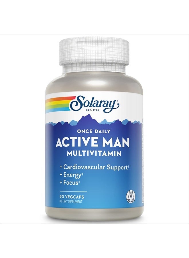 Once Daily Active Man Multivitamin & Mineral, Multivitamin for Cardiovascular, Support, Energy & Focus, Digestive Enzyme Blend, Amino Acids and Whole Food Base, 90 Servings, 90 VegCaps