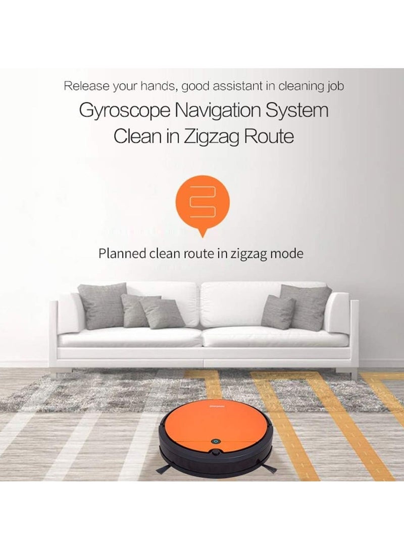 Robot Vacuum Cleaner Remote Control Infrared Sensor Tech Anti Drop Collision Self-Charging Works for Hard Floor and Carpet Orange