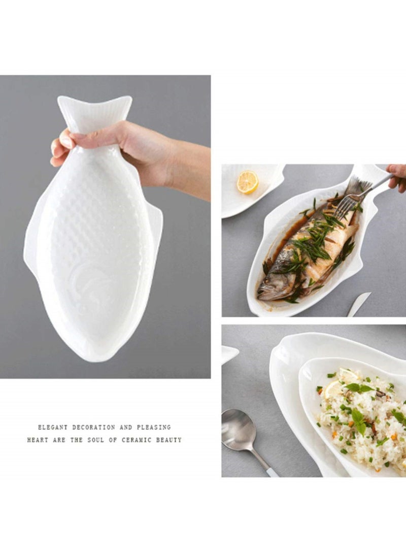 Fish Shaped Ceramic Serving Plate, Creative Decorative Platter, Ideal for Snacks, Home and Restaurant Use
