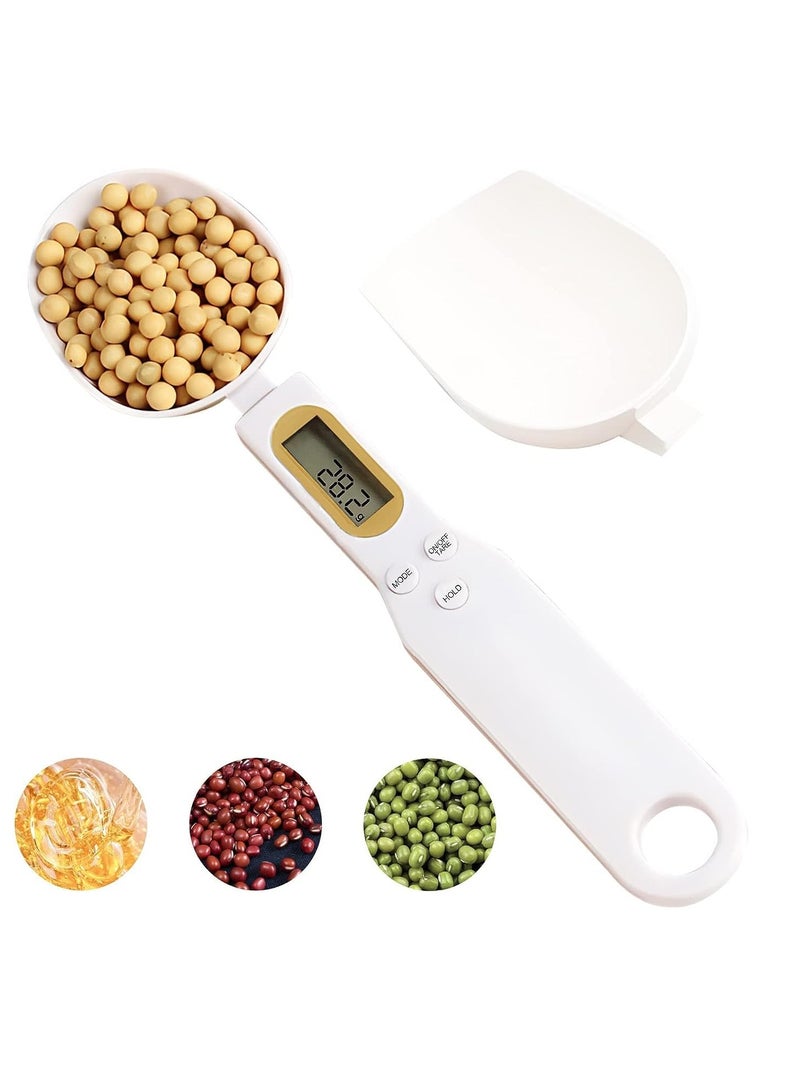 Digital Spoon Scale with Replaceable Spoons, Electronic Measuring Spoon, Detachable, High Precision Kitchen Scale, 500g/0.1g, Tare Function, LCD Display for Home, Food and Coffee Weighing