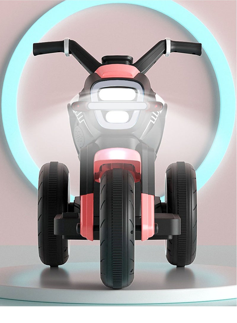 Electric Motorcycle for Kids Children's Ride-on Toy Tricycle with Music and Lights Three Wheels Motorbike Pink