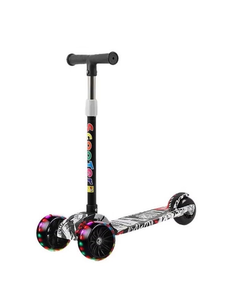 Tri Flash Wheel Graffiti Foldable And Adjustable Kids Scooter