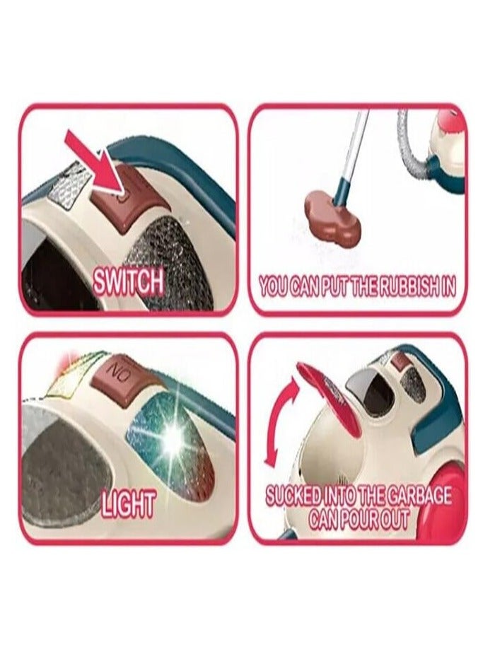 Electric Mini Vacuum Cleaner Toy for Kids -Toy Vacuum Cleaner with Realistic Action & Sounds, Pretend Role Play Cleaning Toys for Toddlers Girls Boys