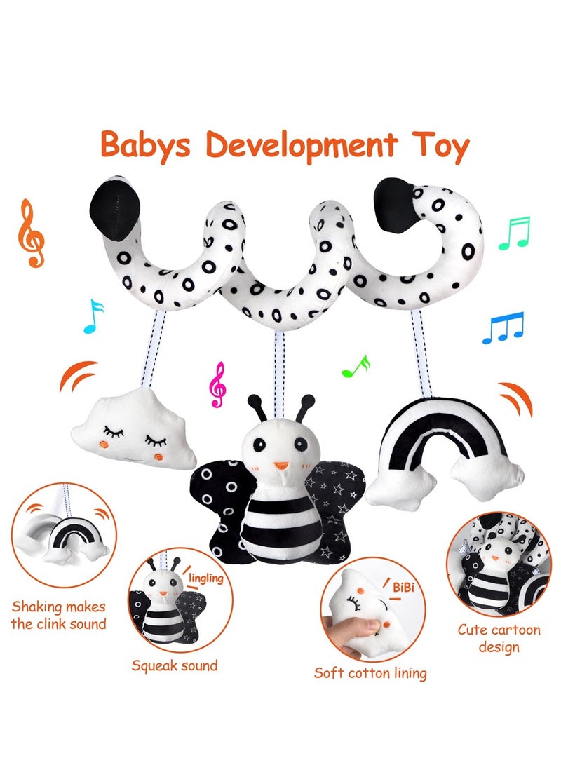 Baby Spiral Hanging Stroller and Car Seat Toys for Babies 0 to 6 Months Newborn Plush Activity Toys for Bed Bassinet Crib Baby Carrier Gifts