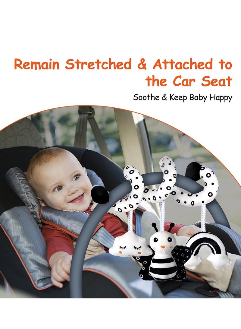 Baby Spiral Hanging Stroller and Car Seat Toys for Babies 0 to 6 Months Newborn Plush Activity Toys for Bed Bassinet Crib Baby Carrier Gifts