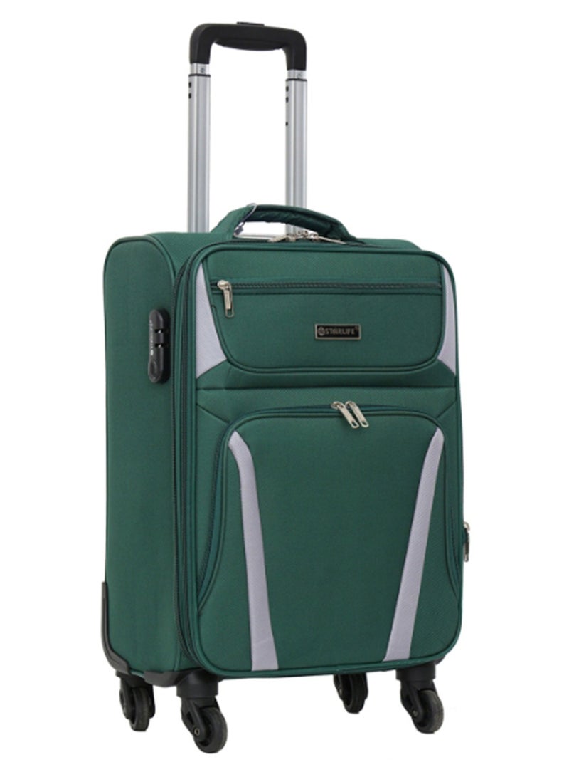 Single Softside Spinner 4 Wheels Fabric Cabin Trolley Luggage With Number Lock 20 Inches