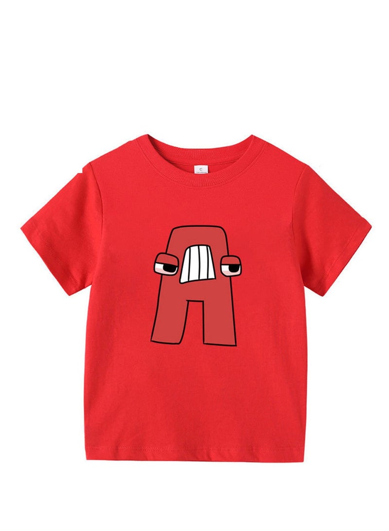 Cartoon Letter Legend 3D digital printing personalized breathable children's T-shirt