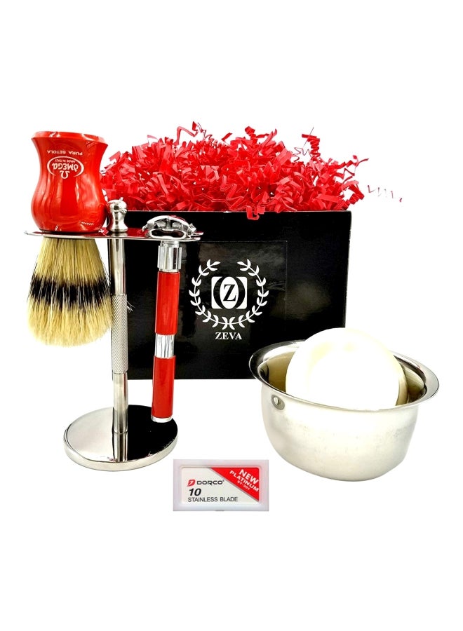 Vintage Style Classic Shaving Set Red/Black