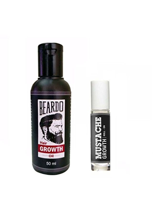 Beard And Hair Growth Oil 50Ml For Faster Beard Growth And Thicker Looking Beard | Beard Oil For Patchy And Uneven Beard + Mustache Growth Roll On Combo