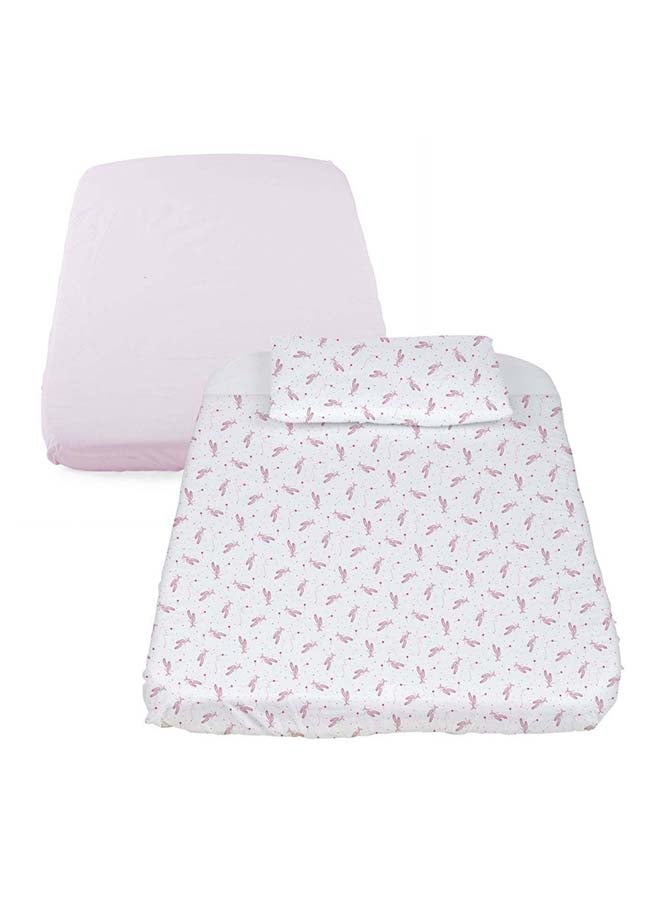 Crib Set 3 Pcs (Fitted Sheet, Upper Sheet, Pillow Case) For Next2Me Air/Magic, Pink Ballet