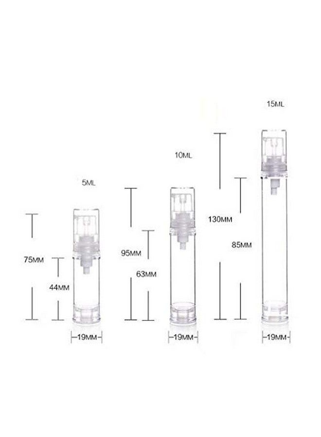 6Pcs 0.5 Oz Clear Airless Pump Bottle Plastic Lotion Vacuum Bottle Press Vials Cosmetic Container Holder For Emulsion Cream Essential Oil Toiletries Empty Refillable