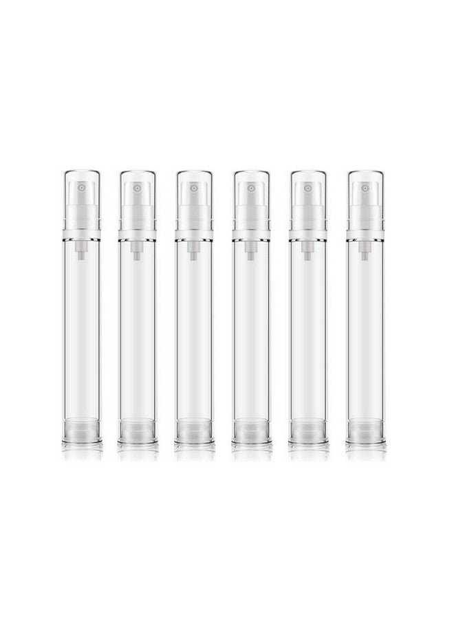 6Pcs 0.5 Oz Clear Airless Pump Bottle Plastic Lotion Vacuum Bottle Press Vials Cosmetic Container Holder For Emulsion Cream Essential Oil Toiletries Empty Refillable