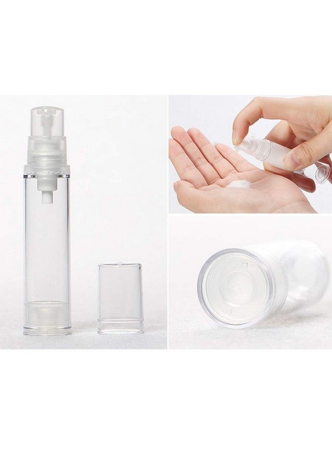 6Pcs 0.5 Oz Clear Airless Pump Bottle Plastic Lotion Vacuum Bottle Press Vials Cosmetic Container Holder For Emulsion Cream Essential Oil Toiletries Empty Refillable