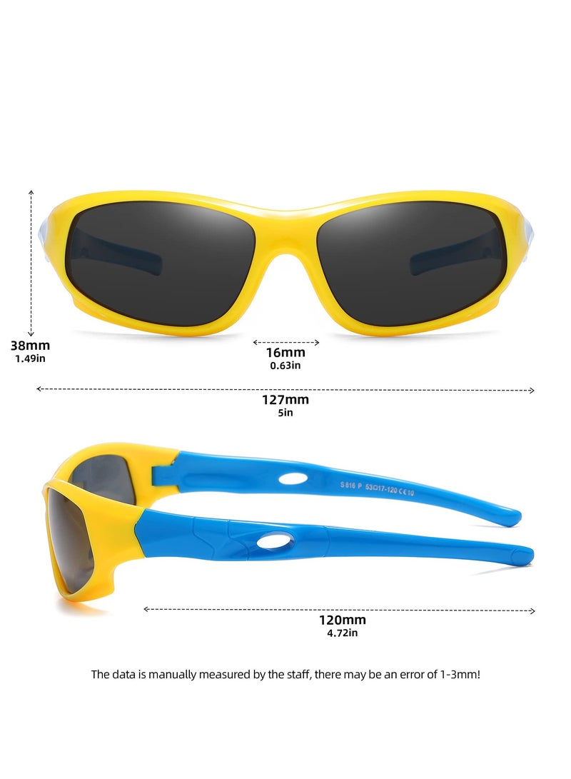Flexible Kids Polarized Sunglasses for Boys Girls, 3 Pack Sport Sunglasses for Children Age 3-10