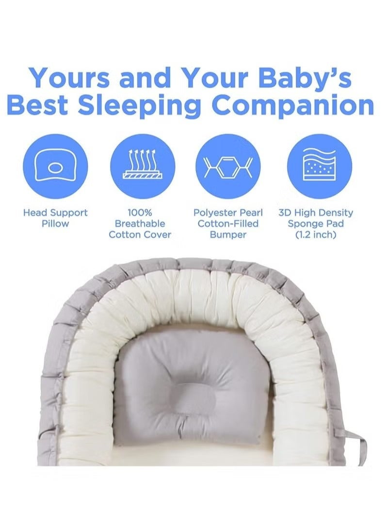 Baby Recliner for Newborns - Portable Crib Bed for Co-Sleeping - Comfortable Recliner Cushion and Snuggle Nest with Pillow - Baby Boys & Girls (0-12 months)
