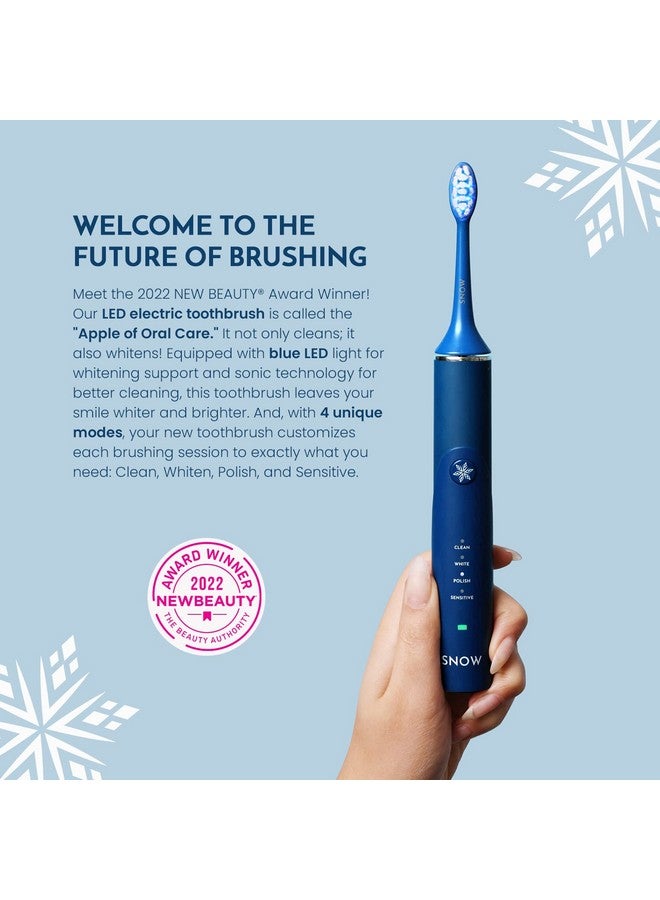 Led Electric Toothbrush Rechargeable Electronic Brush For Adults Sonic Technology W/Led Light Whitening & Cleaning Powered W/Sonic Technology For Oral Routine Polar Blue