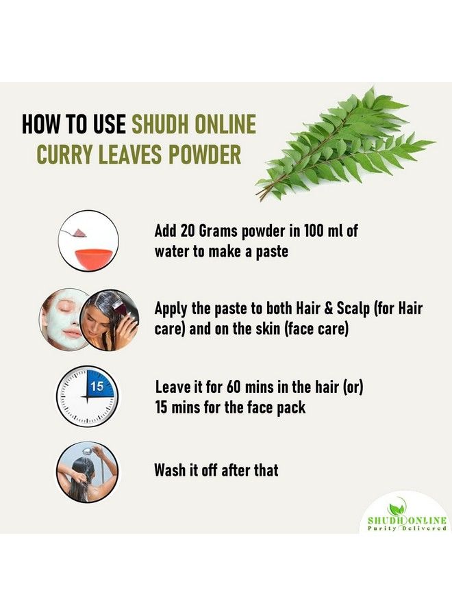 Organic Curry Leaves Powder For Hair Growth (500 Grams) Eating Food Skin Brightening (Fresh Kari Patta Leaf Karuveppilai Powder)