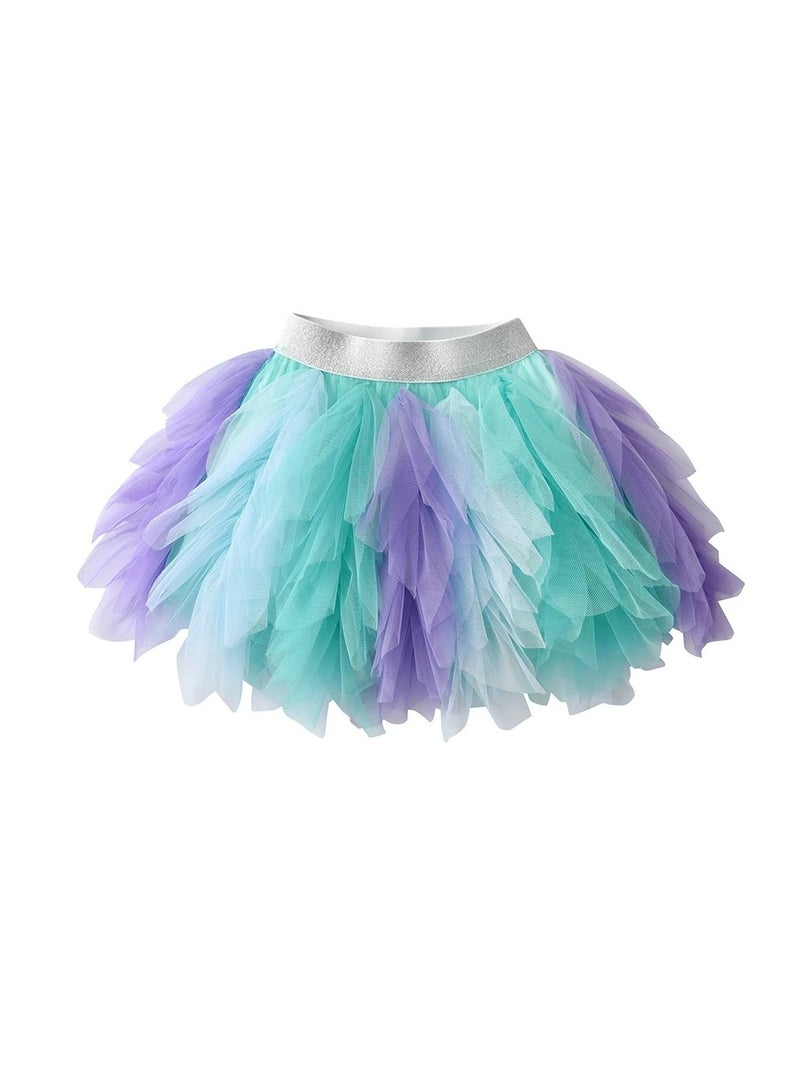 Girls Tutu Skirt Ruffle Tulle Skirt Knee Length Blue And Purple Mermaid Theme