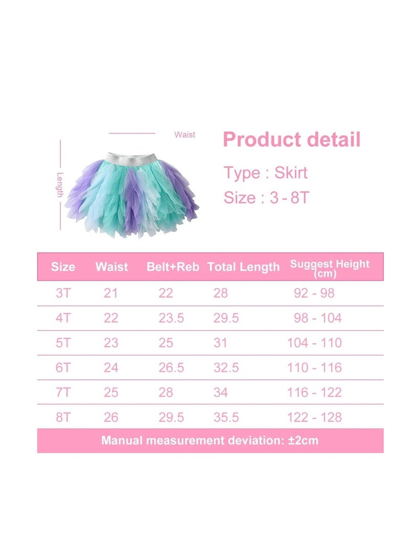 Girls Tutu Skirt Ruffle Tulle Skirt Knee Length Blue And Purple Mermaid Theme