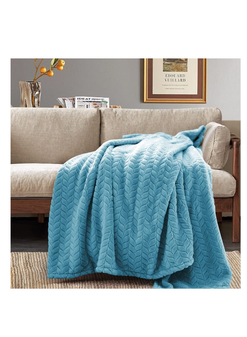 Throw Blanket, Fleece Blanket for Couch, Super Soft Flannel Cozy Blankets & Throw for Adults, Lightweight Fuzzy Blanket Sofa Bed Office, Warm Plush Blankets for All Season (50×60 Inches) (Blue)