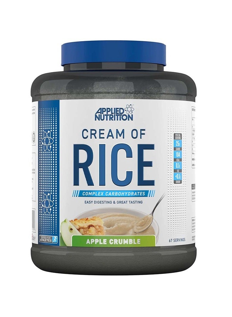 Applied Nutrition Cream of Rice - High Carbohydrate Cream of Rice Supplement, Source of Energy for Breakfast & Snacks, Easy to Digest, Low Sugar, Low Fat, Vegan, 2kg (Apple Crumble)