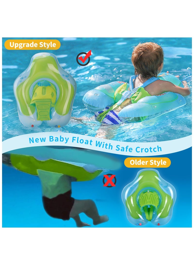 Little Sunshine Improved Size Inflatable Baby Swim Float with Sun Canopy | Infant Pool Floaties - Swimming Pool Toy for Ages 3-72 Months (Blue S)